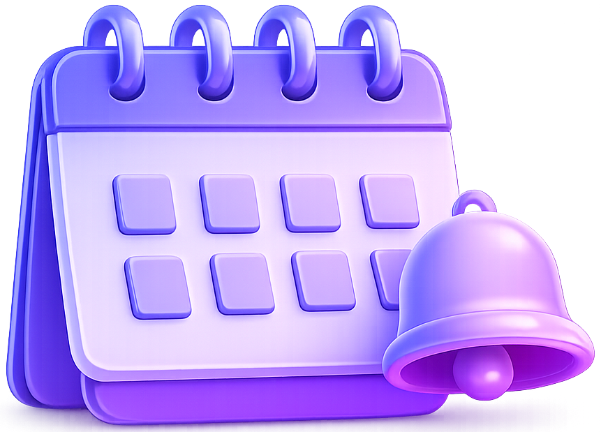 Calendar and notification bell illustration for staying on top of follow-ups